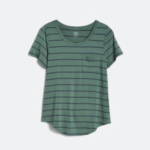 EUC!! Market & Spruce Elaine Pocket Green & Blue Short Sleeve Tee - Size L